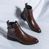 Men's buckle strap ankle boots, view 3