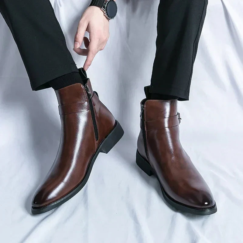 Men's buckle strap ankle boots, view 4