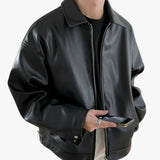 Men's Faux Bomber Jacket with Zip Front and Spread Collar