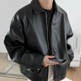 Men's Faux Bomber Jacket with Zip Front and Spread Collar