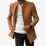 Men's Felted Blazer with Stand Collar and Button Front