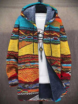 Lucas | Men's Fleece-Lined Zip-Up Hooded Cardigan Abstract Art Print