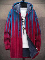 Lucas | Men's Fleece-Lined Zip-Up Hooded Cardigan Abstract Art Print
