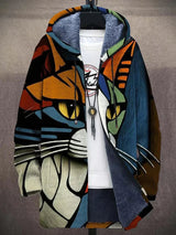 Lucas | Men's Fleece-Lined Zip-Up Hooded Cardigan Abstract Art Print