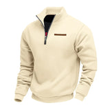Men's Fleece Pullover Sweater with Quarter Zip and Stand Collar