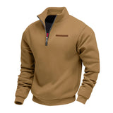 Men's Fleece Pullover Sweater with Quarter Zip and Stand Collar