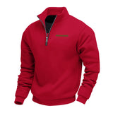Men's Fleece Pullover Sweater with Quarter Zip and Stand Collar