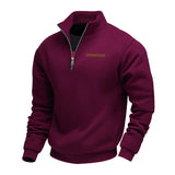 Men's Fleece Pullover Sweater with Quarter Zip and Stand Collar