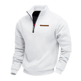 Men's Fleece Pullover Sweater with Quarter Zip and Stand Collar