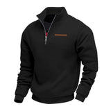 Men's Fleece Pullover Sweater with Quarter Zip and Stand Collar