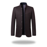 Men's Formal Woven Blazer with Stand Collar and Button Front