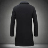 Men's Formal Woven Long Coat with Notched Lapel and Pockets