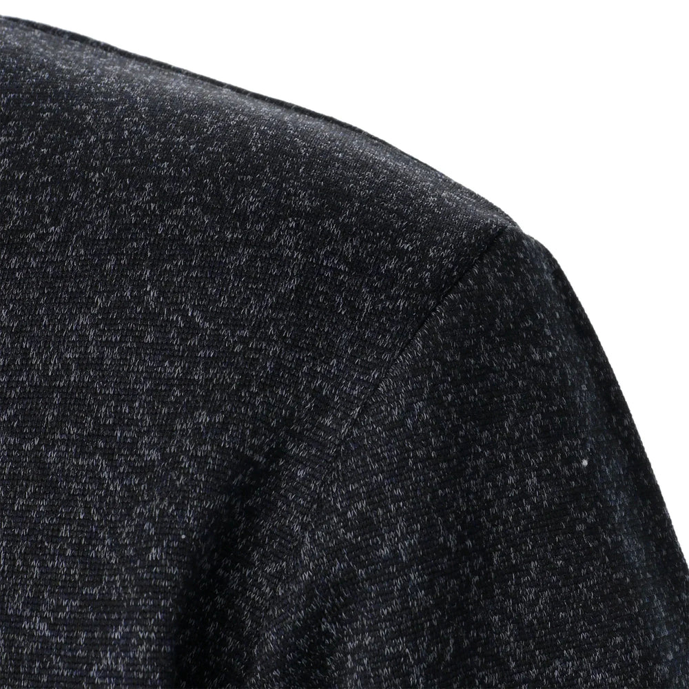 Men's Heathered Knit Sweater with Snap Placket and Elbow Patches