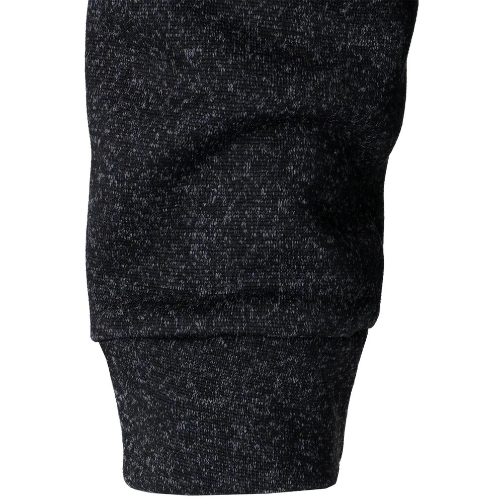 Men's Heathered Knit Sweater with Snap Placket and Elbow Patches