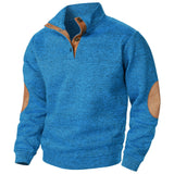 Men's Heathered Knit Sweater with Snap Placket and Elbow Patches