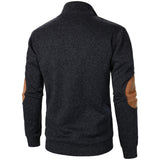 Men's Heathered Knit Sweater with Snap Placket and Elbow Patches