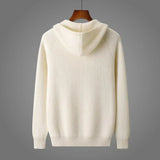 Men's Hooded Knit Sweater with Full Zip and Patch Pockets