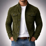 Henry | Men's Italian Suede Button-Front Stand-Collar Jacket