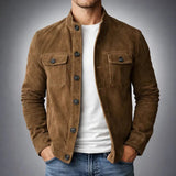 Henry | Men's Italian Suede Button-Front Stand-Collar Jacket