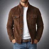 Henry | Men's Italian Suede Button-Front Stand-Collar Jacket