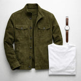 Henry | Men's Italian Suede Button-Front Stand-Collar Jacket