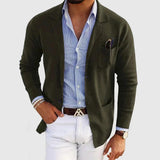 Men's Knit Coat with Notch Lapels and Patch Pockets