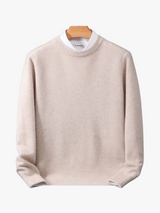 Men's Knit Crewneck Sweater with Ribbed Cuffs and Hem