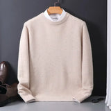 Men's Knit Crewneck Sweater with Ribbed Cuffs and Hem