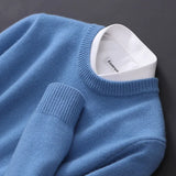 Men's Knit Crewneck Sweater with Ribbed Cuffs and Hem