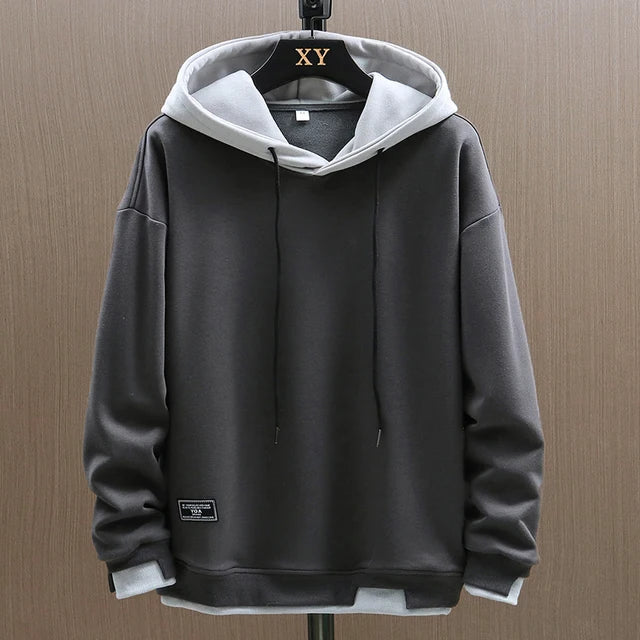 Men's Knit Hoodie with Drawcord Hood and Pouch Pocket