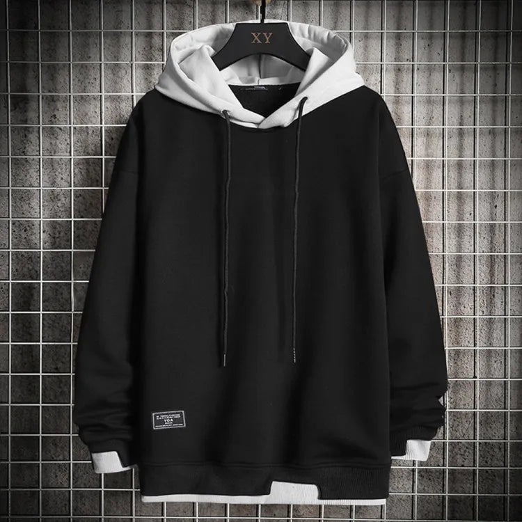 Men's Knit Hoodie with Drawcord Hood and Pouch Pocket
