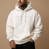 Men's Knit Hoodie with Drawstrings and Printed Wordmark