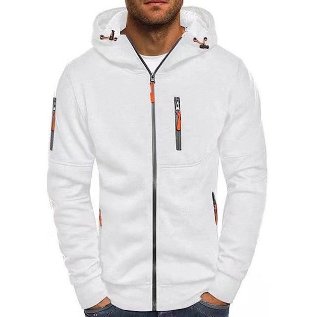 Men's Knit Hoodie with Full Zip and Zipper Pockets