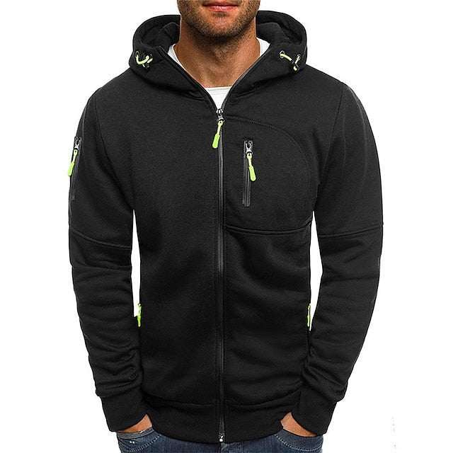 Men's Knit Hoodie with Full Zip and Zipper Pockets