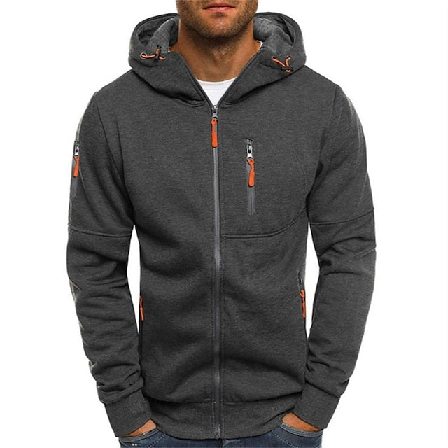 Men's Knit Hoodie with Full Zip and Zipper Pockets
