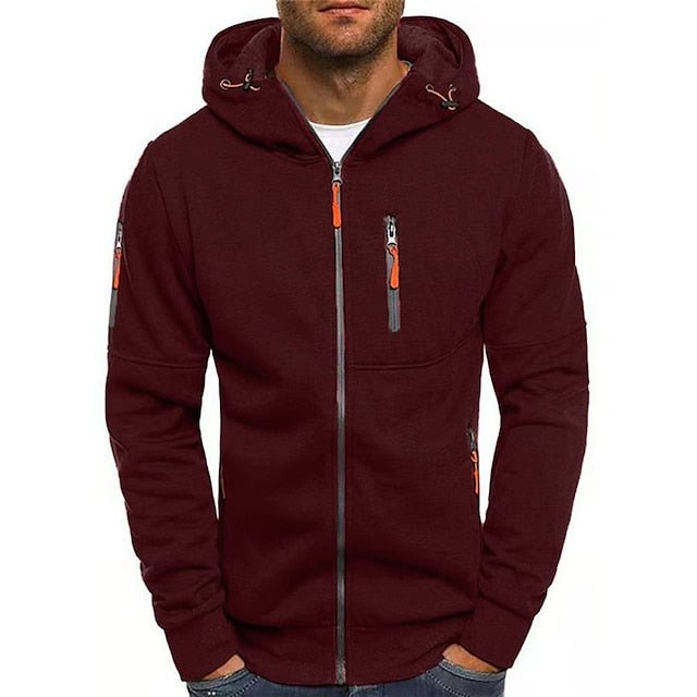 Men's Knit Hoodie with Full Zip and Zipper Pockets