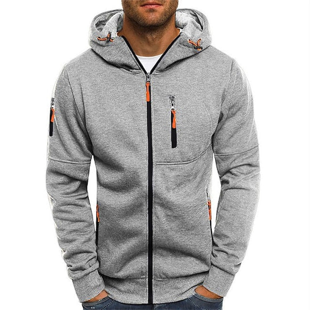 Men's Knit Hoodie with Full Zip and Zipper Pockets