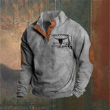 Men's Knit Pullover Sweater with Button Mock Neck and Elbow Patches