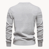 Men's Knit Pullover Sweater with Crew Neck and Raised Plaid Lines