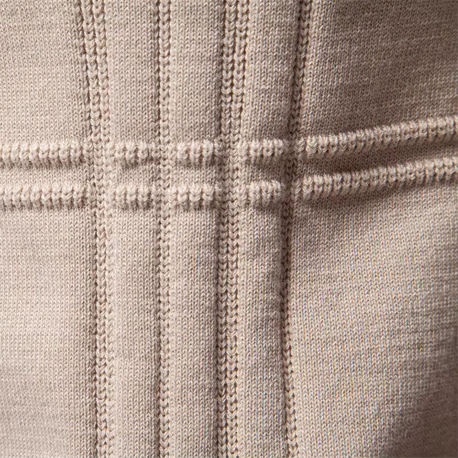 Men's Knit Pullover Sweater with Crew Neck and Ribbed Trim