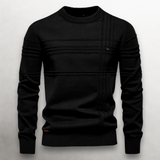 Men's Knit Pullover Sweater with Crew Neck and Ribbed Trim
