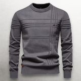 Men's Knit Pullover Sweater with Crew Neck and Ribbed Trim