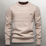 Men's Knit Pullover Sweater with Crew Neck and Ribbed Trim