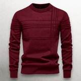 Men's Knit Pullover Sweater with Crew Neck and Ribbed Trim