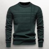 Men's Knit Pullover Sweater with Crew Neck and Ribbed Trim