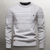 Men's Knit Pullover Sweater with Crew Neck and Ribbed Trim