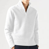 Men's Knit Pullover Sweater with Half-Zip and Stand Collar