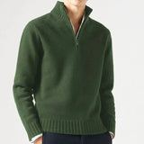 Men's Knit Pullover Sweater with Half-Zip and Stand Collar