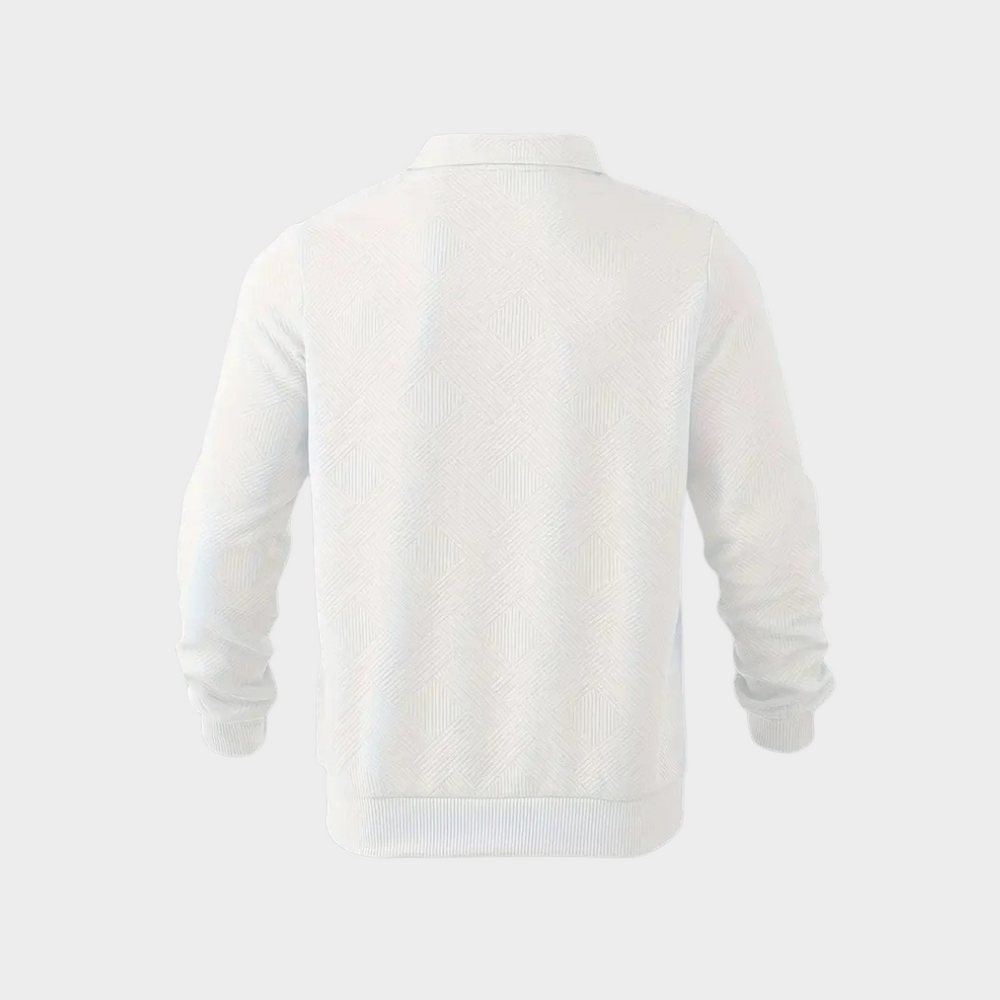 Men's Knit Pullover Sweater with Quarter Zip and Pointed Collar