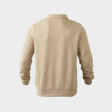 Men's Knit Pullover Sweater with Quarter Zip and Pointed Collar